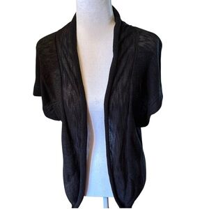 Short Sleeve Black Knit Duster